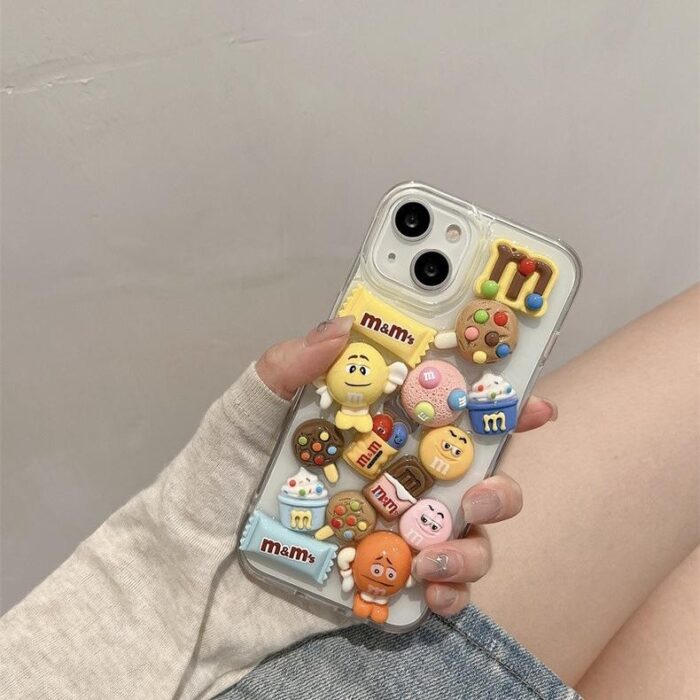 3D Cartoon Candy Chocolate Bean Phone Case for IPhones - Image 3