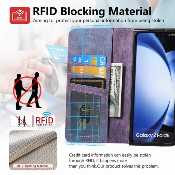 Luxury Leather Phone Case for Samsung Zfold7 Plus Magnetic Phone Case - Image 5