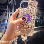 Creative Butterfly Pendant Design Covered With Diamond Hard Transparent Acrylic TPU Mobile Phone Case - Image 6