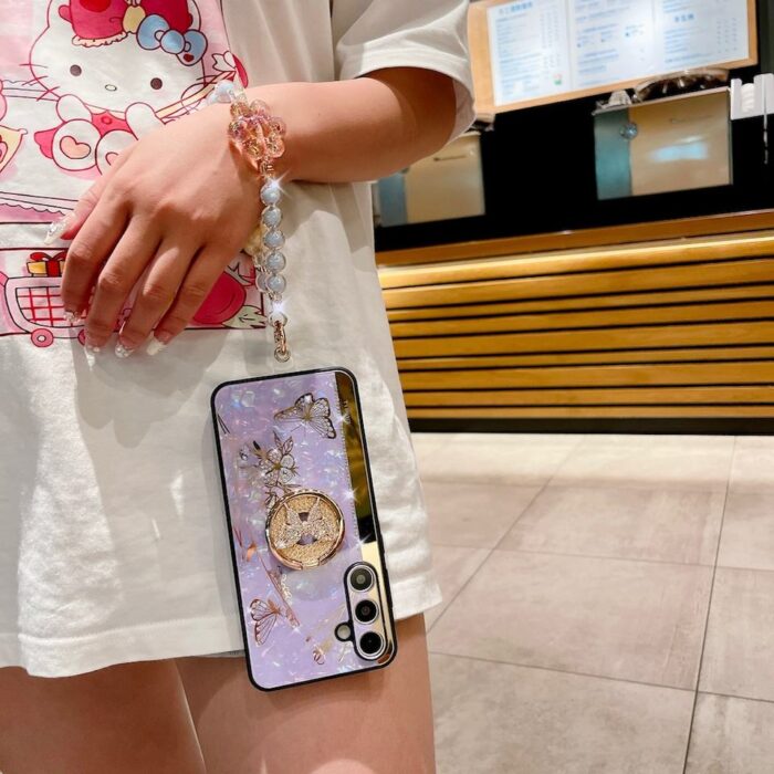 3D Butterfly Kickstand Bling Glitter Diamond Marble Ring Stand Shockproof Women Girls Rhinestone Phone Case - Image 6