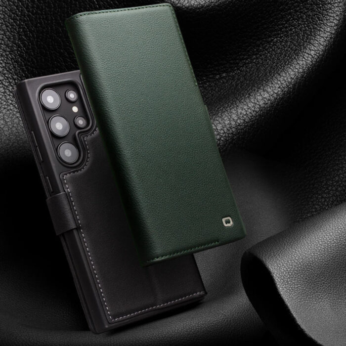 QIALINO 100% Handmade Full Grain Calf Leather Magnetic Wallet Case - Image 5