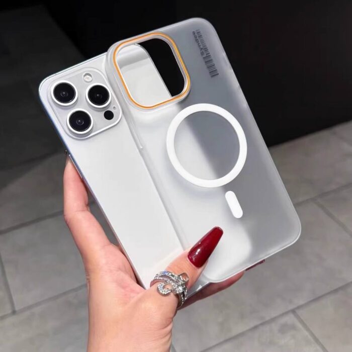 Fashion Skin-sensitive Magnetic Scrub Mobile Phone Case for iPhone 11 12 13 14 15 16 17 Pro Max Translucent Simple Mobile Covers - Image 2