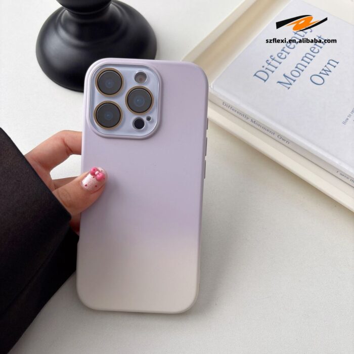 Fashion Silicone Gradient Color Shockproof With Lens Glass Protection Case - Image 5