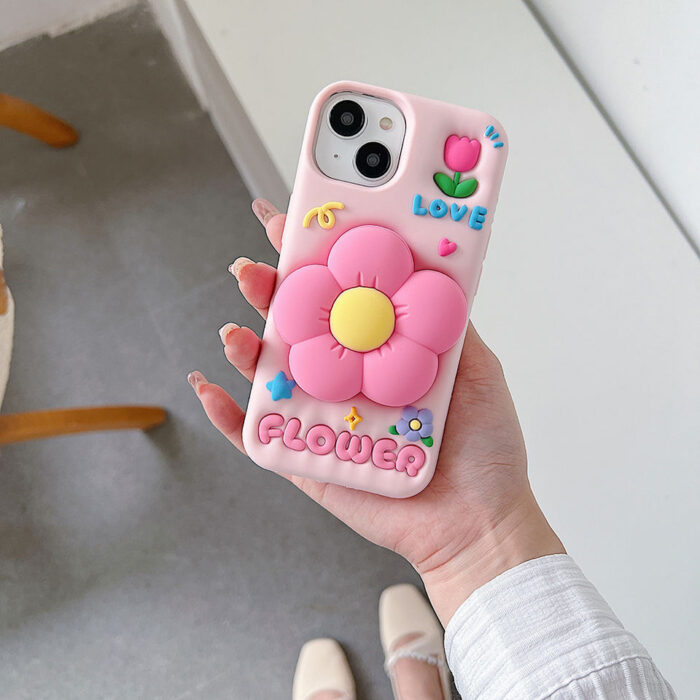 Cute Girl Silicone Flower Mobile Phone Case - Image 3