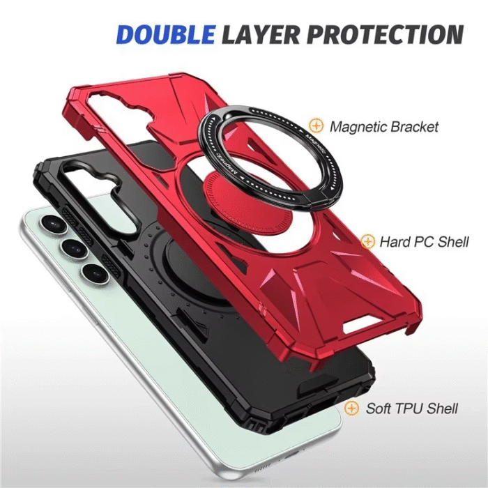 For Samsung Galaxy (S22 S23 S24 S25 Ultra) Phone Case Shock Absorbing Magnetic Smart with 360 Kickstand Phone Cover - Image 3