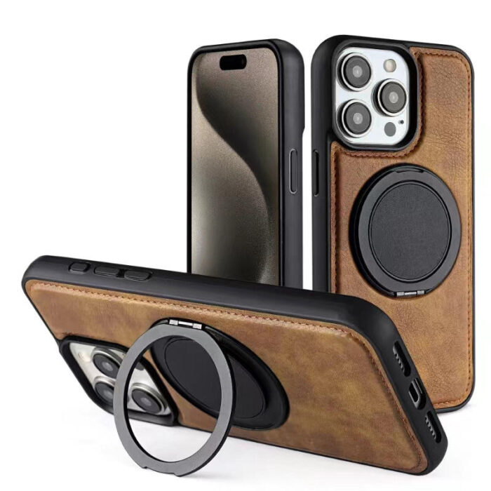 PU Leather Case with Stand for iPhone - Image 3