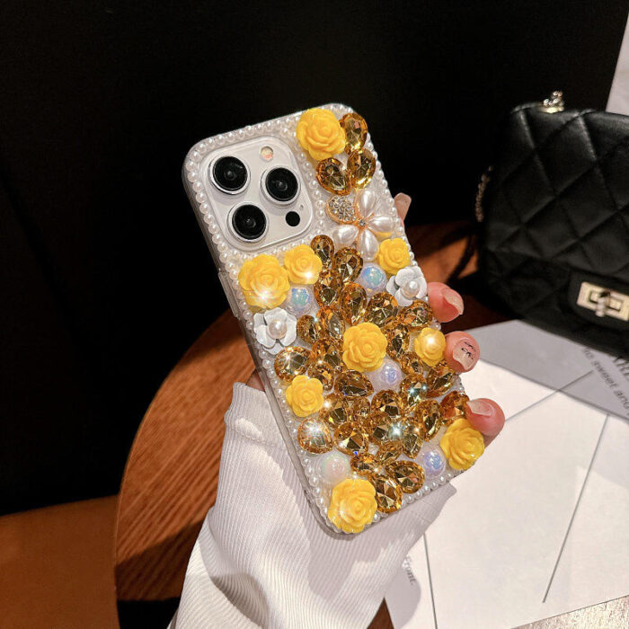 Luxury Crystal Diamond Rose Protective Case for iPhone - Image 2