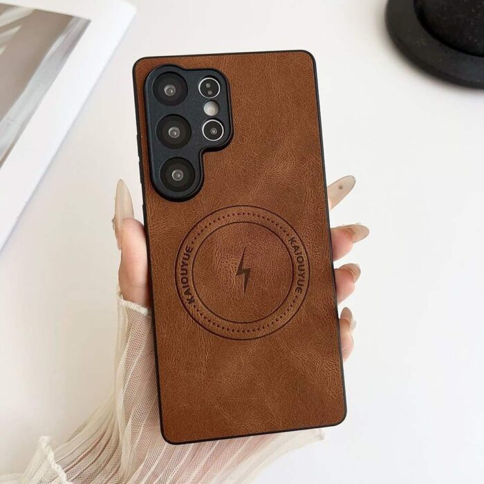 Luxury Leather Shockproof Wireless Charging Phone Case Magnetic Cover for Samsung S22 S23 S24 S25 Ultra - Image 6