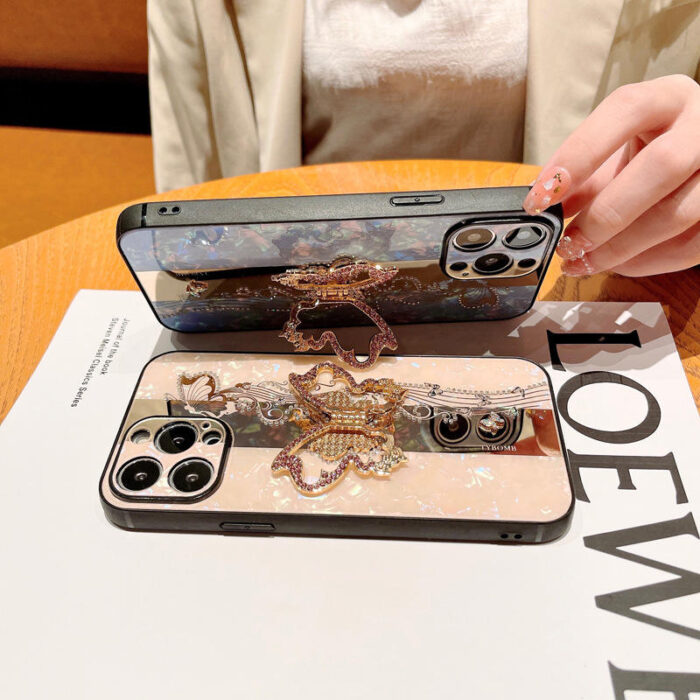 Luxury Diamond Butterfly Bracket Cell Phone Case for IPhone - Image 3
