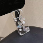 Fashion Girls Transparent Epoxy Heart Shaped Pearl butterfly Phone case - Image 5