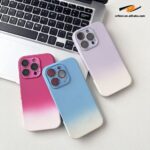 Fashion Silicone Gradient Color Shockproof With Lens Glass Protection Case - Image 3