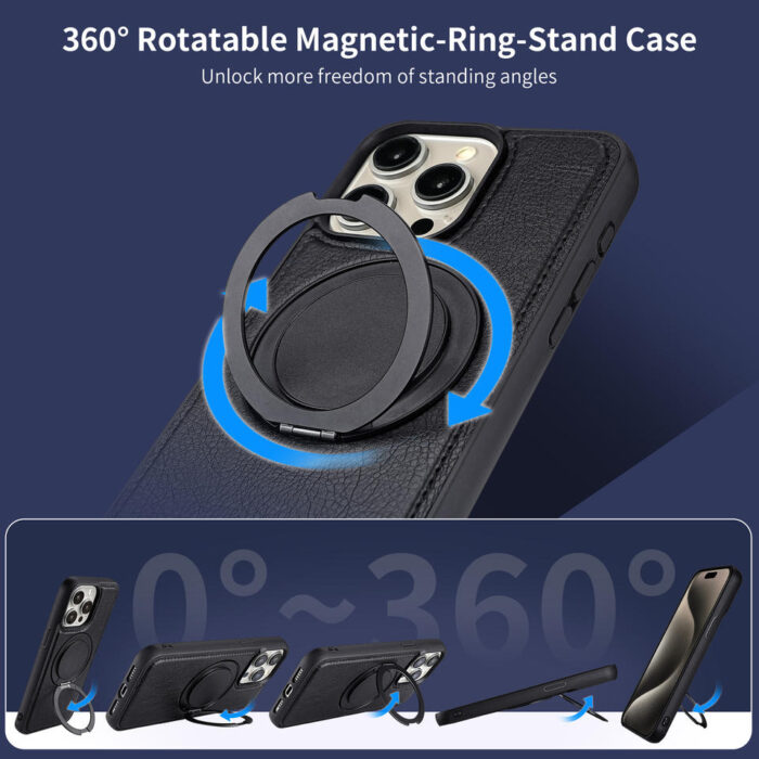 PU Leather Case with Stand for iPhone - Image 2