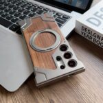 Borderless Phone Cover Wood Grain Aluminum Alloy Holder Magnetic Phone Case - Image 4