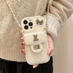 3D Bow Cartoon Bear Premium Mobile Cover PU Leather Soft With Lanyard Bag Phone Case - Image 4