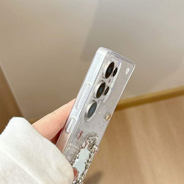 Diamond Rhinestone Makeup Mirror Case for Samsung - Image 5