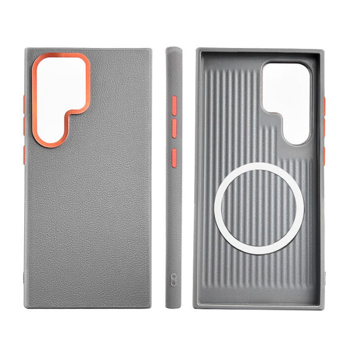 Premium PU Leather Magnetic With Camera Frame Skin Feel Phone Case - Image 5