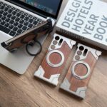 Borderless Phone Cover Wood Grain Aluminum Alloy Holder Magnetic Phone Case - Image 5