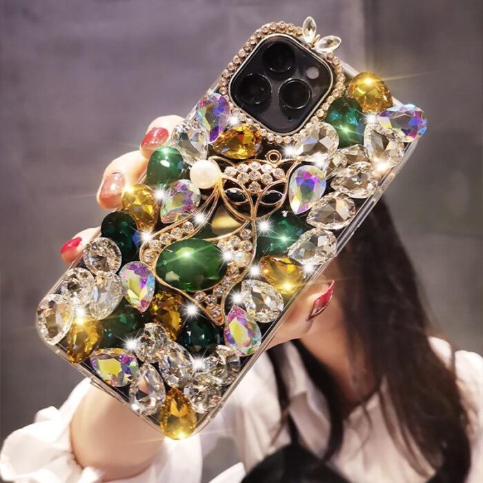 New Luxury Women Design Glitter Women Girl Bling Diamond Pearl Soft Tpu Back Rhinestones Phone Case - Image 3