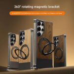 Premium Frameless Aluminum Metal Leather Wood Grain Magnetic Case - Image 2