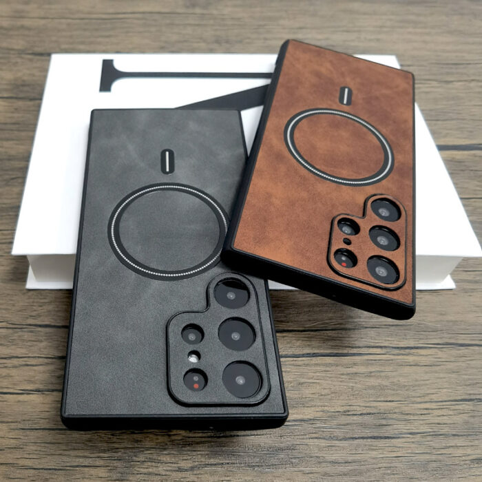 Business Leather Magnetic Charging Phone Case - Image 7