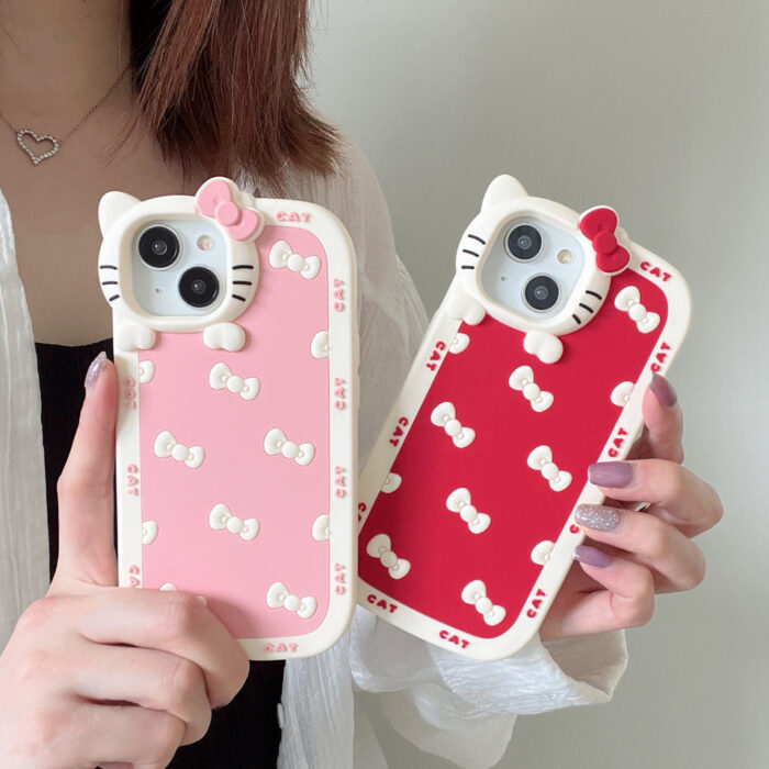 Bow Cat Cartoon Soft Shell Phone Back Cover Silicone Phone case - Image 3