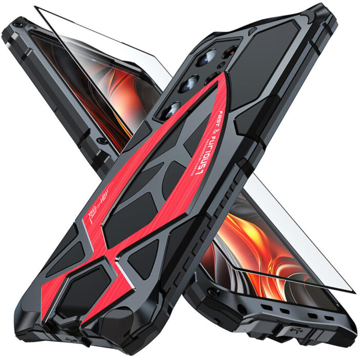 Shockproof Metal Back Aluminum Alloy Glass Screen Protector Phone case - Image 2