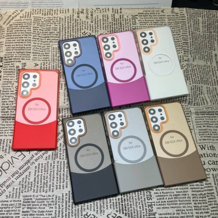 New Design up and Down Stitching Two-color Frosted Magnetic Suction Phone case for Samsung - Image 1