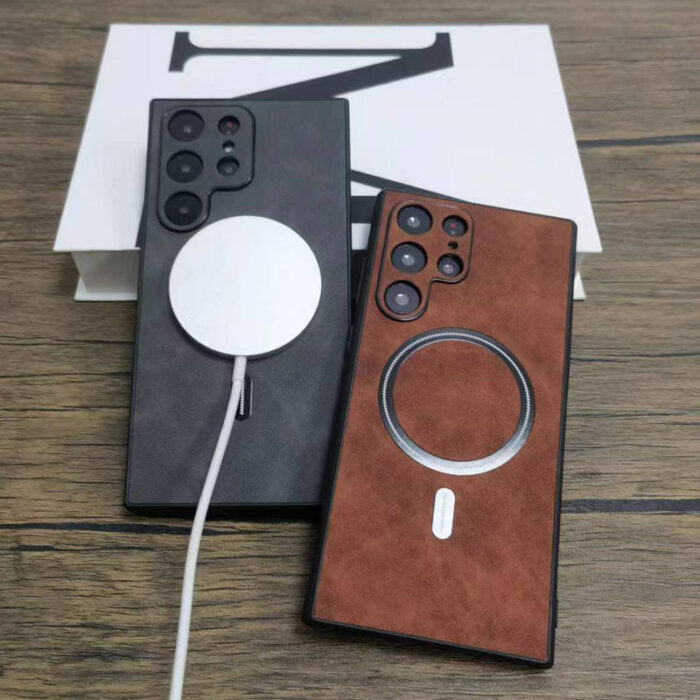 Business Leather Magnetic Charging Phone Case - Image 2