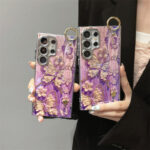 The New Blue Rhinodiamond Oil Painting Purple Butterfly Wristband Fashion Phone case - Image 2
