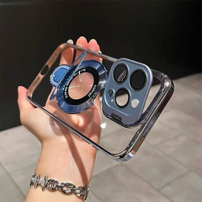 High Quality Transparent Magnetic Holder Phone case for iphone - Image 4