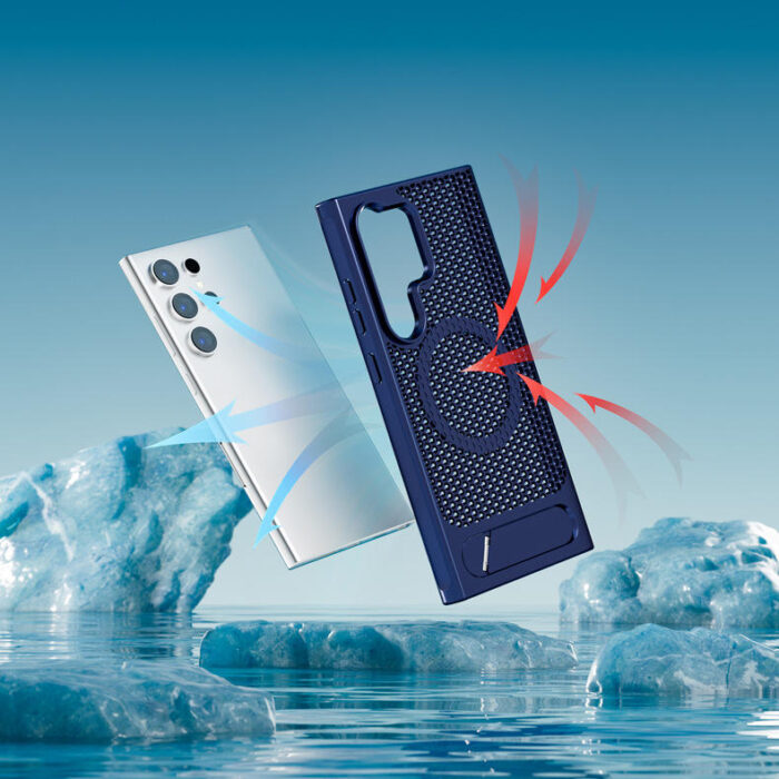 Luxury Flip Stand Phone Case Honeycomb Breathable Cooling Case Magnetic Attachment Compatible - Image 3