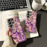 The New Blue Rhinodiamond Oil Painting Purple Butterfly Wristband Fashion Phone case