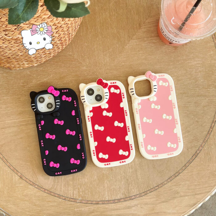 Bow Cat Cartoon Soft Shell Phone Back Cover Silicone Phone case - Image 2