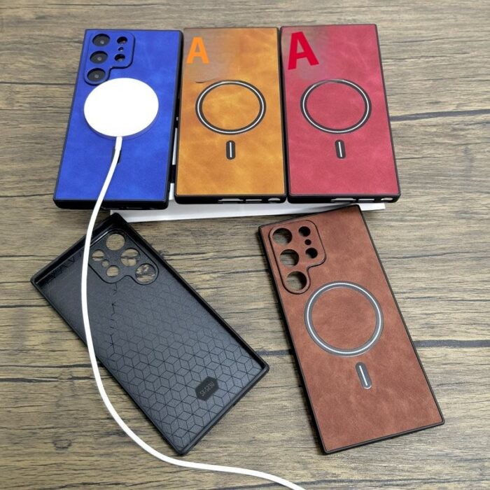 Business Leather Magnetic Charging Phone Case - Image 3
