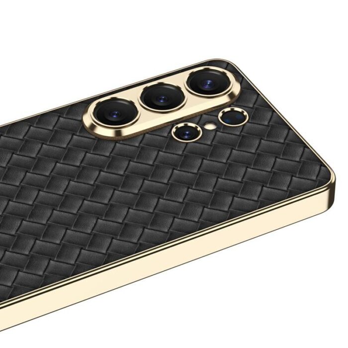 Fashion Luxury Electroplated Woven Texture Leather Phone case - Image 2