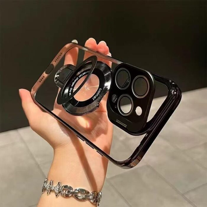 High Quality Transparent Magnetic Holder Phone case for iphone - Image 5