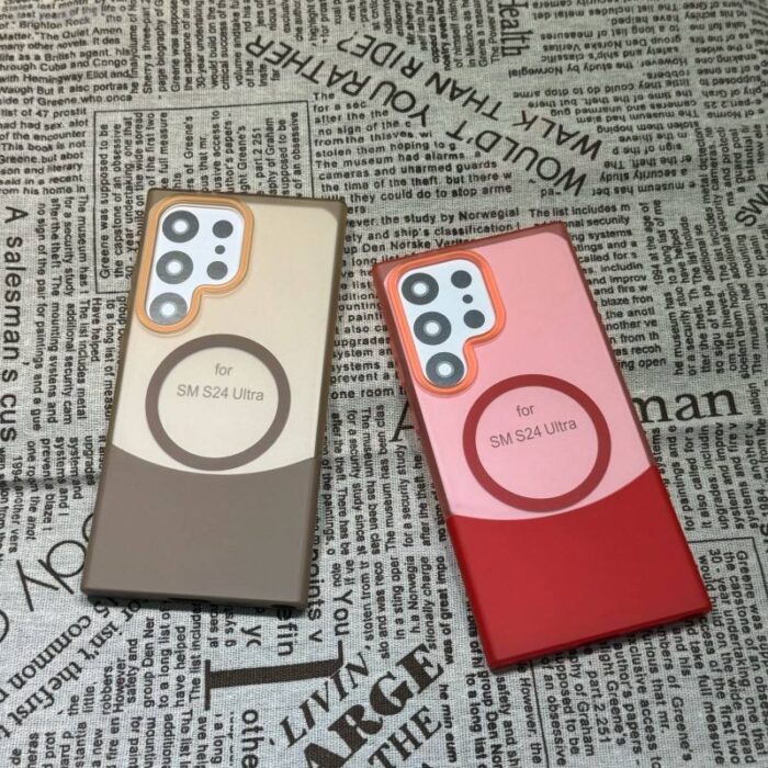 New Design up and Down Stitching Two-color Frosted Magnetic Suction Phone case for Samsung - Image 4