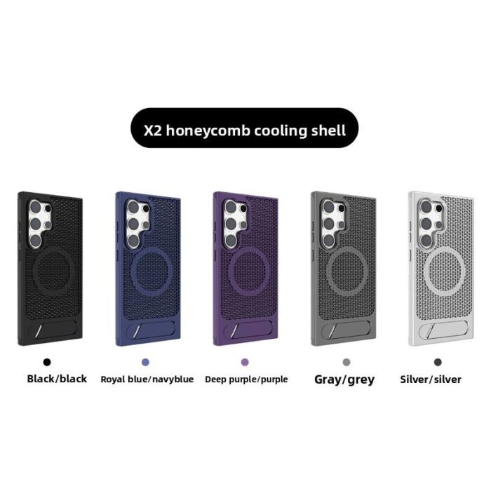 Luxury Flip Stand Phone Case Honeycomb Breathable Cooling Case Magnetic Attachment Compatible - Image 5