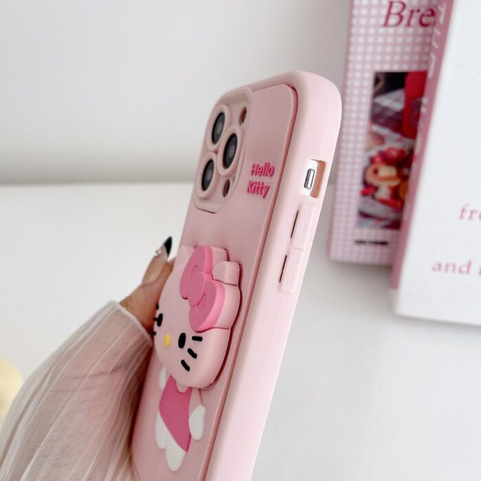 New Cute Silicone Cartoon KT Cat Holder Phone Case - Image 5