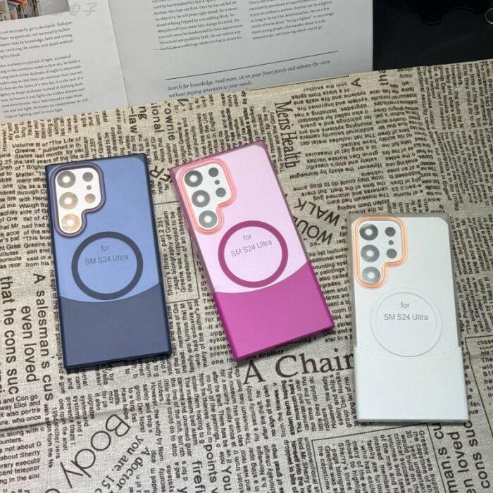 New Design up and Down Stitching Two-color Frosted Magnetic Suction Phone case for Samsung - Image 3