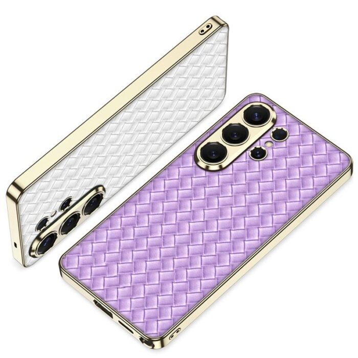 Fashion Luxury Electroplated Woven Texture Leather Phone case - Image 6