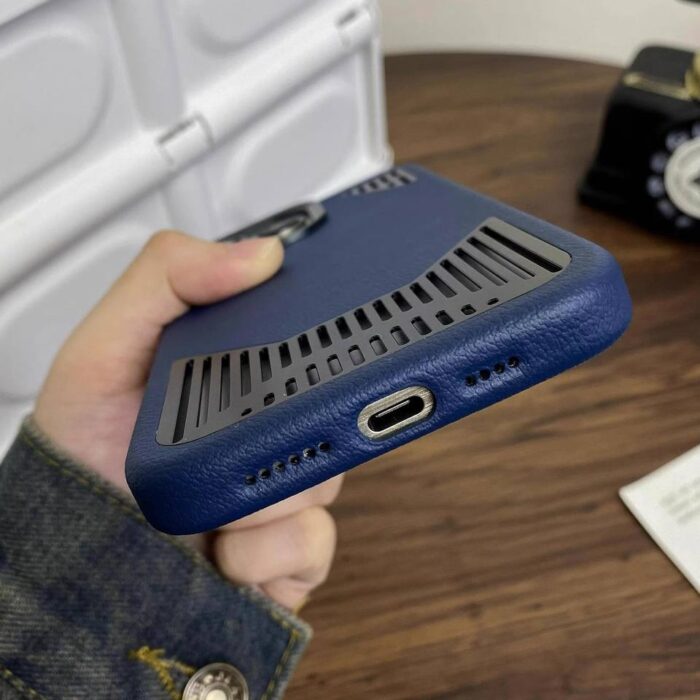 Aluminum Fence Heat Dissipation Luxury Leather Cover With Magnetic Phone Case - Image 5