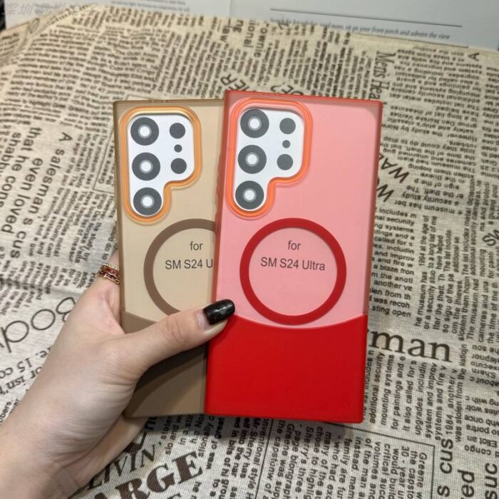 New Design up and Down Stitching Two-color Frosted Magnetic Suction Phone case for Samsung - Image 5