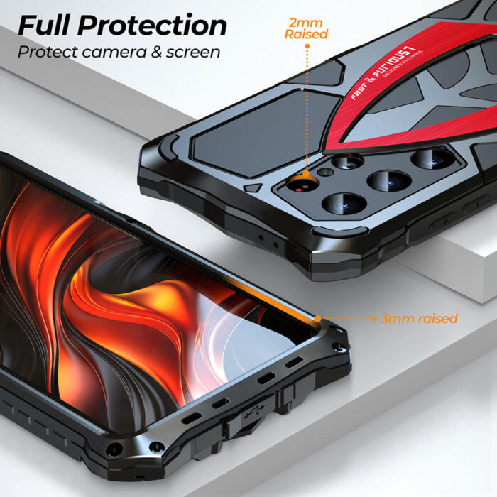 Shockproof Metal Back Aluminum Alloy Glass Screen Protector Phone case - Image 3