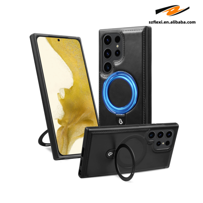Luxury PU Leather Holder Magnetic Phone Case for Samsung - Image 3
