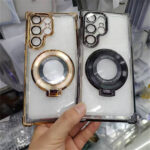 Luxury Magnetic Plating Stand Shockproof Clear Case for Samsung - Image 4