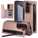 For Samsung Z Fold Mobile Phone case with Pen Pocket and Card Double Magnetic Buckle Protective Cover - Image 2