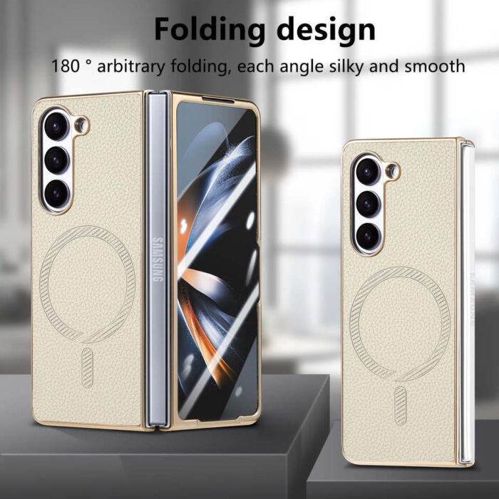 Protective Leather Case with Litchi Pattern Electroplated Shell Film Phone Case - Image 4