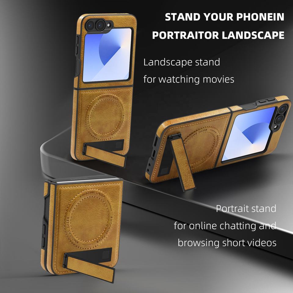 PU Leather Kickstand Protection Magnetic Wireless Charging Shockproof Phone Cover