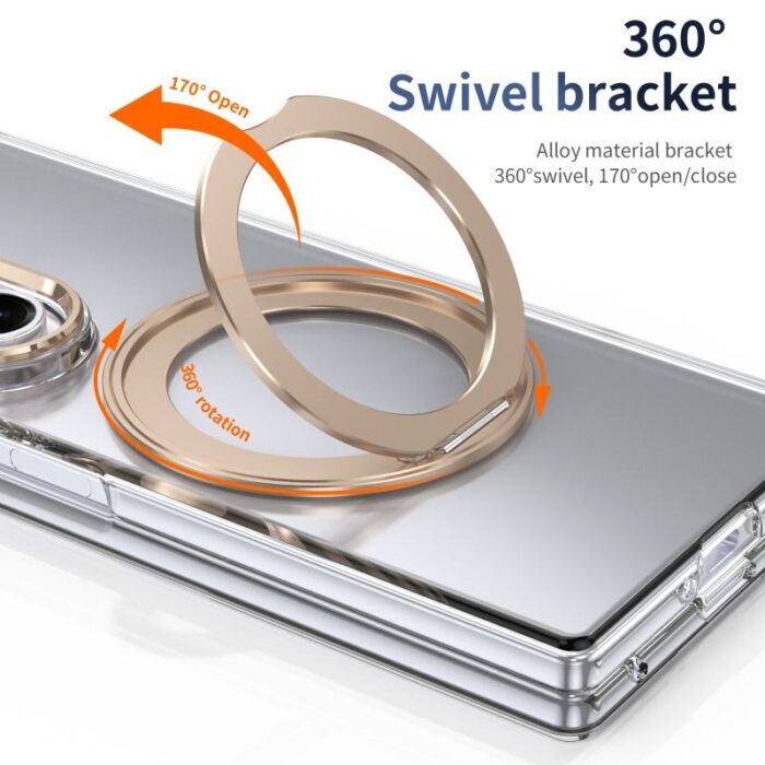 High Quality Magnetic Rotating Stand Clear Case for Samsung Z Fold - Image 2
